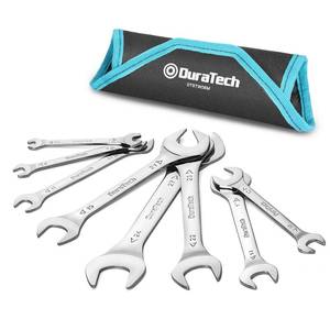 lot 4040 image: DURATECH Super-Thin Open End Wrench Set, Metric, 8-Piece, Including 5.5, 7, 8, 9, 10, 11, 12, 13, 14, 17, 19, 21, 22, 23, 24, 27 mm, Slim Spanner Set with Rolling Pouch