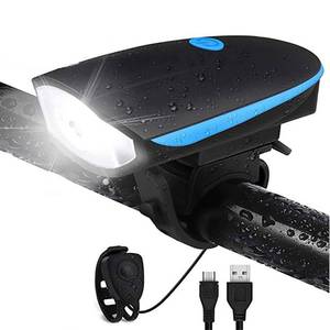 lot 4041 image: Rechargeable Bike Light With Horn Set, Bicycle Front Light With Bell for Electric Scooter Kids, 2 Modes Sound Siren, 3 Lighting Modes