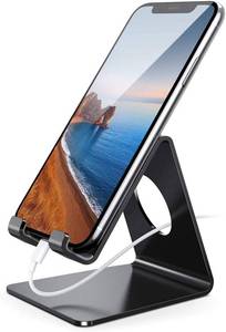 lot 4053 image: Lamicall Cell Phone Stand, Phone Dock Cradle, Holder, Stand for Office Desk - Black