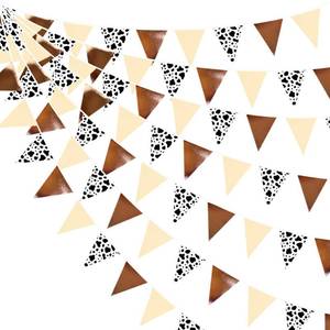 lot 4065 image: 32Ft Western Party Decorations Western Cowboy Triangle Banner Flag Fabric Pennant Garland Streamer for Cowboys Redeo Birthday Wild West Baby Shower Cowgirls Bachelorette Farm Cow Wild Party Decor