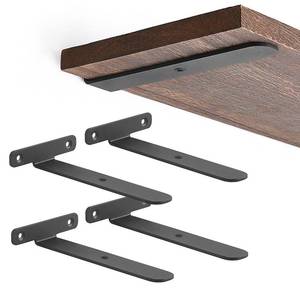 lot 4383 image: Mkono 4 Pack Shelf Brackets Black Heavy Duty Metal Hidden L Bracket for Shelves Support, Minimalistic Floating Shelf Bracket 4 Inch Rustic Industrial Wall Shelf Brackets