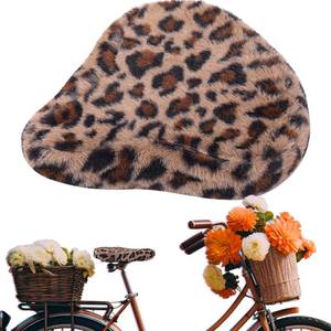 lot 4394 image: Threlaco Bicycle Seat Cover Fur Bike Seat Cover Sponge Padding Wide Universal Bike Cushion for Spin Bicycle Cruiser Exerciser(Leopard)