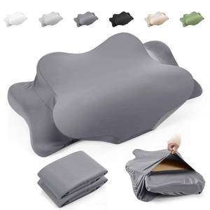 lot 4408 image: Hahafelt 2 Pcs Cooling Cervical Neck Pillowcase with Envelope Closure (Only Pillowcase) Ergonomic Pillow Case Smooth Soft Cool Case for Side Back Stomach Sleepers(Dark Gray,Queen Size)