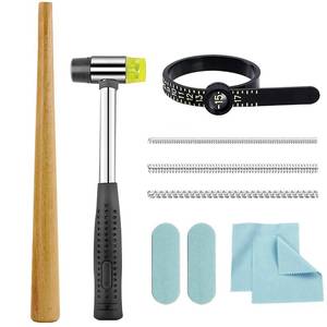 lot 4409 image: Ring Sizer Measuring Tool Ring Mandrel Sizing Kit Ring Shaper to Fix Bent Rings Fixer Rings Repair Tool Finger Size Resize Jewelers Mandrel and Hammer Ring Sizers Adjuster (WOOD-10PCS)