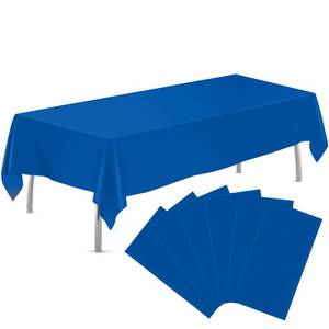 lot 4410 image: tujol Royal Blue 6 Pack Plastic Table Cloth 54 x 108, Disposable Tablecloths Rectangle Table Cover, Plastic Tablecloths for Parties
