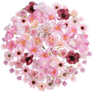lot 4412 image: Faux Flower Heads Mini Pink Artificial Flower Heads Fake Flowers Combo with Stems Rose Peony Dahlia Daisy Small Silk Flower Heads for Craft DIY Garland Wedding Party Baby Shower Home Decor, 80Pcs