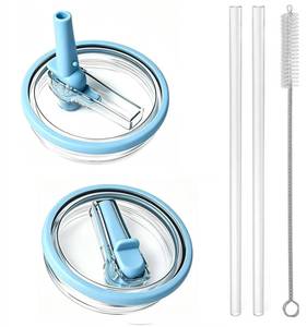 lot 4420 image: 2 Pack 40 oz Tumbler Flip Straw Lid Replacement fit for HydroJug, Spill Proof Splash Resistant Tumbler Lids,Reusable Leak Proof Tumbler Cover for Cup Accessories (Light Blue)