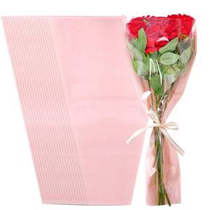 lot 4424 image: baotongle 20 Pack Flower Bags for Bouquets Flower Sleeves for Bouquets Bags with Ribbon for Valentines Day Birthday Wedding Graduation Fathers Day Gift Packing (Pink)