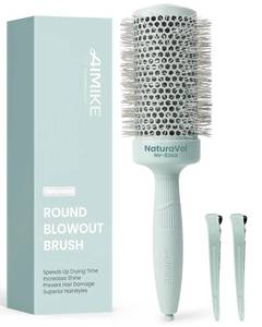 lot 4440 image: AIMIKE NaturaVol Round Brush for Blow Out, Large Round Hair Brush with Nano Thermal Ceramic Tech, for Fine Hair-Friendly Blow Drying & Styling at Home, Maximum Volume Shine-2.1 Barrel, 3 wBristle