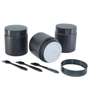 lot 4446 image: Lustervial 3Pack 4Oz Black Small Glass Jars with Lids, Lotion Container, Cosmetic Containers, Little Travel Jars for Creams with Mini Spoon (Matte Black)