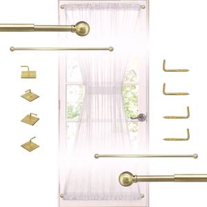 lot 4461 image: ARNORX French Door Curtain Rods - 2 Pack, Adjustable 16-28 Inch, 38 Diameter, Brass Brushed �� Screw Mount Recommended for Daily-Use Doors, Adhesive for Lightweight Curtains & Low-Traffic Doors