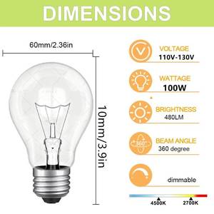 lot 4467 image: RESISPA 100 watt Incandescent Light Bulbs,A19 Clear Incandescentt Rough Service Light Bulb,Dimmable Medium E26 Base Light Bulbs,A19 Incandescent Light Bulb,2700K Warm White,100 WATT Bulbs (2)