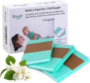 lot 4468 image: Sloyar Refills Compatible with DEKOR Plus Diaper Pails3 Pack30% Thicker DesignSuitable for Seniors and InfantsBaby Powder FragranceHolds up to 1740 Diapers