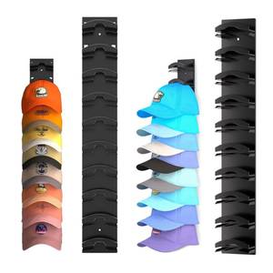 lot 4469 image: GROLEOA Hat Organizer for Baseball Caps Hat Rack for Wall & Door, 10-Tier Hat Storage Display Holder Hold up to 20 Hats, Wall Mounted Hat Hooks for Closet Door and Bedroom 2PCS -Black