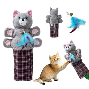 lot 4498 image: Cat Wrestling Glove with Bell & Catnip - Cats Puppet Wrestler with Tough Padding for Safe Play, Interactive Puppet Toy for Indoor Play, Exercise & Boredom Relief, Family Bonding & Feline Training