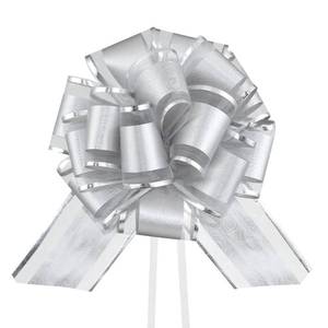lot 4499 image: HSXJJ 6 Pieces Silver Pull Bow for Gift Wrapping, 6 Inches Wedding Ribbon Bowsfor Presents Package, Gift Baskets, Christmas, Wedding, and Party Decor (Silver)