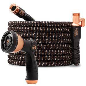 lot 6274 image: Pocket Hose 100 FT Copper Bullet Expandable Garden Hose w10 Pattern Thumb Spray Nozzle AS SEEN ON TV 650psi 34 in Patented Lead-Free Ultra-Lightweight Solid Copper Anodized Aluminum