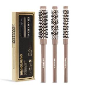 lot 6277 image: BANGMENG 3 Pieces Small Round Brush Set, 37 12 58 Inch Barrel HairBrush for Blow Drying, Soft Bristles Style Volumize Hair Brush for Women Men Short Hair, Bangs, Roots, Curling, Straight