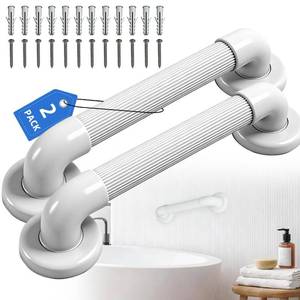 lot 6285 image: Shower Grab Bar 2 Pack 12 ABS Safety Bars for Seniors, Wall Mount Bath tub Handles with Screws & Anchors, Bathroom Support Rails for Pregnant Women & Handicap Users, Toilet & Bathtub Assistance
