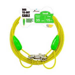 lot 6295 image: Petest 15ft Tie-Out Cable with Crimp Cover for Small Dogs Up to 35 Pounds