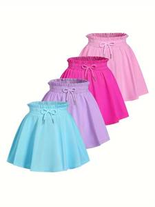 lot 6306 image: Jolyshlid Girls 4 Pack Athletic Skirts Set Tennis Golf Skirts with Shorts Running Flowy Skorts Multicolor 9-10Y