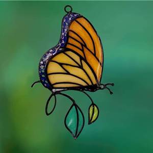 lot 6307 image: Stained Glass Window Suncatcher, Butterfly Suncatcher for Window Hanging Colorful Pendant Ornament Sun Catchers Indoor Window Home Garden Christmas Party Wedding Decoration (One)