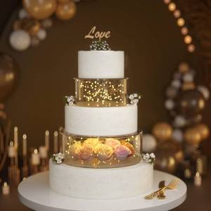 lot 6309 image: NPPLUS 2PCS Acrylic Fillable Cake Stand Cake Riser Cake Tier, Round Cylinder Display Riser Display Box, Decorative Centerpiece for Wedding Birthday Party (10 Dx4 H inch, 6 Dx4 H inch)