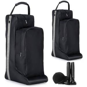 lot 6317 image: Sunnymove 2 Pcs Equestrian Boot & Hat Bag Tall Boot Black Storage Bag for Men Cowboy Shows Competition Travel Storing Helmet, Horse Whip Accessories