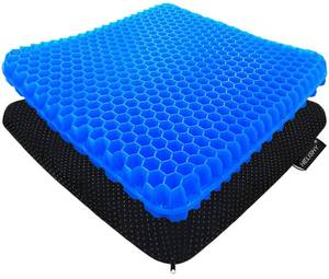 lot 6335 image: Helishy Gel Seat Cushion for Long Sitting - 1.65inch Double Thick Cooling Egg Cushion for Back, Hip, Sciatica, Coccyx, Tailbone Pain Relief - Office Chair Car Seat Cushion �� Wheelchair Cushions