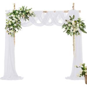 lot 6338 image: VACVELT Wedding Arch Draping Fabric - White Chiffon, 1 Panel Sheer Drapes - 30 Inch x 20ft Chiffon Backdrop Curtain - Outdoor Sheer Drapery for Ceremony Party Ceiling
