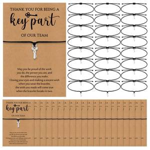 lot 6365 image: Huquary 25 Set Team Employee Appreciation Gifts Thank You Key Bracelet with Cards Inspirational Gifts Bulk, Thank You for Being a Key Part of Our Team CNA Week Gift for Nurse Staff Coworker Teacher