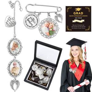 lot 6368 image: DTOFOOT Graduation Cap Photo Charm Set, Memorial Picture Charm Class of 2026 Silver Tassel Picture and Badges for Cap Decorations Graduation Gifts