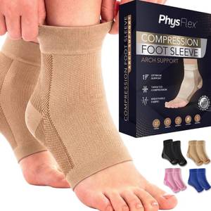 lot 6370 image: PhysFlex Ankle Brace for Women & Men - Compression Socks 20-30mmHg, Achilles Tendonitis, Plantar Fasciitis Relief, Sprained Ankle, Heel Spurs, Foot Swelling & Fatigue, Arch Support (1 Pair)