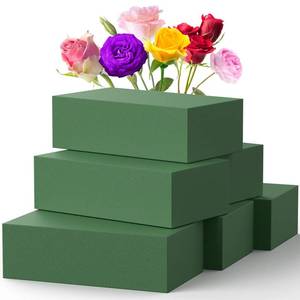 lot 6375 image: Upgraded 6 Pack Floral Flower Foam Blocks, Green Plant Foam for Flower Arrangements, Wet & Dry Florist Foam Styrofoam for Fresh and Artificial Flowers (5.5L X 3.1W X 1.6H)