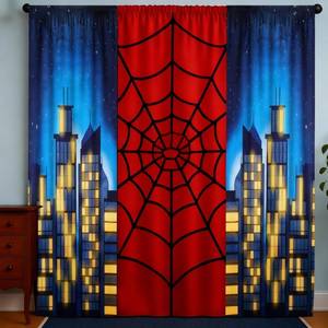 lot 6378 image: Boao 3 Pcs Spider Web Backdrop Party Decoration 6.6 x 3.9 ft Spider Theme Curtains Photo Banner Window Decor for Birthday Party Photography Background Photo Props(City Night Scene)