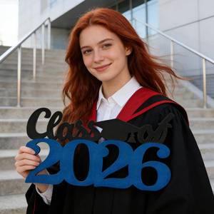 lot 6386 image: 2026 Sign Graduation Decorations, Class of 2026 Decorations Photo Prop Wooden Graduation Props 2026 Photo Props for College High School Party Supplies(Black Red)