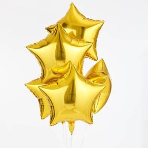 lot 6390 image: Gold Star Shape Foil Balloon, 10pcs Big Mylar Helium Balloons for Birthday Party Wedding Party Decoration 17 Inch