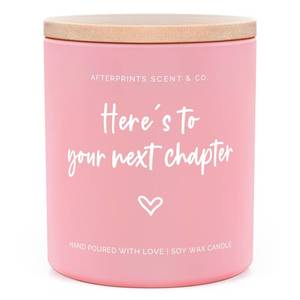 lot 6395 image: Afterprints New Chapter Candle Gifts for Women, Friends, Coworker Leaving Gifts for Women, Retirement, Graduation, Promotion, Good Luck Gift, Here��s to Your Next Chapter Scented Candles 10oz