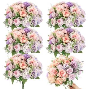 lot 6398 image: Tigeen Artificial Flowers Artificial Peonies Silk Flowers Faux Peony Fake Peony Silk Hydrangea Bouquet for Wedding Table Centerpiece Floral Vase Decor(Purple,Pink,6 Bundles)