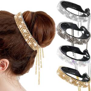 lot 6405 image: Dilunave 4 Pack Rhinestone Hair Accessories Hair Clips Holder Birds Nest Clip Glitter Bun Cover Claw Clips for Buns Ponytail Holder Accessories Gift for Women Girls
