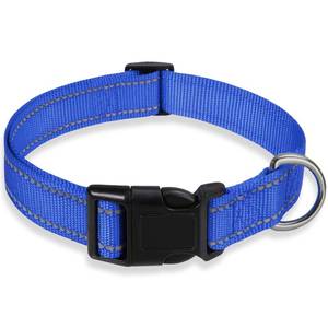 lot 6418 image: Reflective Dog Collar with Buckle Adjustable Safety Nylon Collars for Small Medium Large Dogs, Navy Blue S