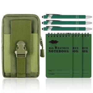 lot 6420 image: Aecsze 7 Piece Waterproof Notebook, 3 X 5 Inch waterproof notebook and pen with Waterproof Multi Functional Waist Pack for Outdoor Activities Recording (Army Green)
