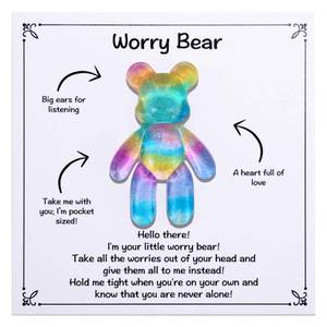 lot 6422 image: Aesnefe Pocket Bear Hug, Anxiety Relief Gifts, Mental Health Positivity Gift for Men Women, Autism Fidget Gifts, Surgery Worry Gift, Thoughtful Present for School Anxiet, Rainbow Blue