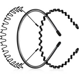 lot 6428 image: WILLBOND Metal Headband 3 Pack - Unisex Wired Zigzag Sports Fashion Headwear, Non-Slip Hair Hoop Accessories (Wavy, Small, Wave)