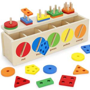 lot 6433 image: V-Opitos Montessori Toys for Toddler 1 Year Old, Wooden Color & Shape Sorting Matching Box, Early Learning Toys for 12-18 Month, Age 1, 2, 3, Ideal Christmas, Birthday Gifts for Boy & Girl