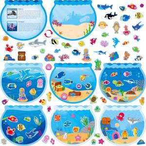 lot 6439 image: A14 Fish Tanks & 268 Stickers, Ocean-Themed DIY Activity for Kids, Detailed Introduction of Sea Creatures Plus Unique Marine Animal Sticker, Make Your Own Fish Bowl Craftwork for Boys & Girls
