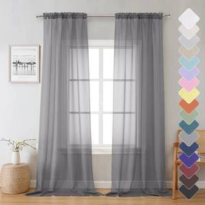 lot 6444 image: Lecloud Sheer Curtain Panels Set 96 Inches Long, Solid Voile Light Filtering Airy Curtains Window Treatment Drapes for Living Room, 2 Panels Elegant Bedroom Sheer Curtains, Charcoal Grey, 40 Wx96 L