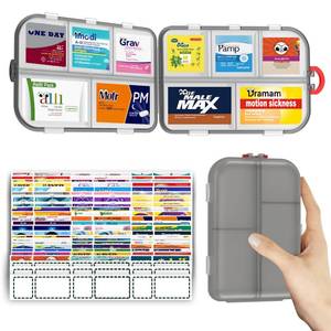 lot 6453 image: Pill Organizer Travel Medicine Case - Daily Pill Organizer with 144 Labels, Portable Travel Essentials for Medication