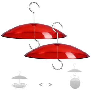 lot 6456 image: 8 Mini Weather Guard for Bird Feeder - 2 PC x Small Protective Dome Cover Against RainSnowSun - Red Dia. 20CM