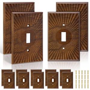 lot 6457 image: DoubleFill Walnut Wood Switch Cover Brown Outlet Covers Wall Plate Decorative Boho Plug Plate Vintage Rustic Contemporary Interior Room Home Decor(8.2  13cm, Single Toggle, 10 Pcs)